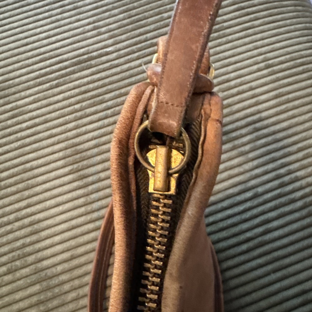 RARE Coach Purse NYC Vintage 80s Tan Leather Bag Brown Chunky Zipper - Picture 8 of 16